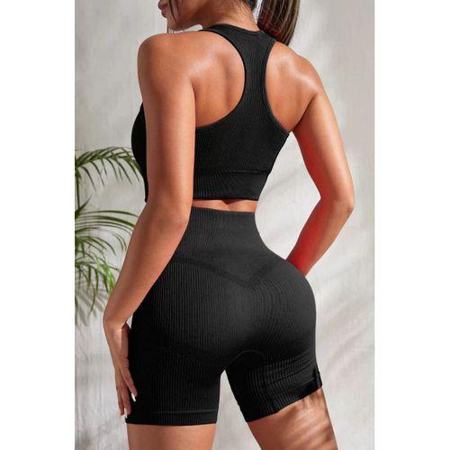 Kadın Siyah Yüksek Bel Çapraz Sırt Detaylı Şortlu Gecelik Takım