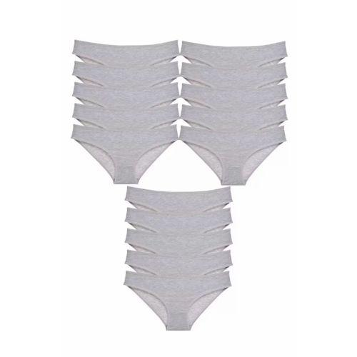 15 adet Süper Eko Set Likralı Kadın Slip Külot Gri