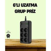 2500w Güçlü 6’lı Priz Usb Ve Type-c Çıkışlı Termal Korumalı