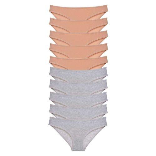 10 Adet Süper Eko Set Likralı Kadın Slip Külot Ten Gri