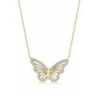 Altın Renk Kolye Zirkon Taşlı Kelebek Bayan Çelik Kolye SNJ-1054