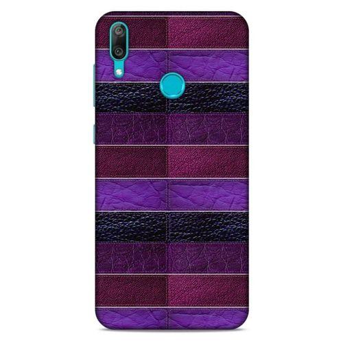 Huawei Y7 2019 Kılıf Patchwork (14) Lansman Kılıf Mor Bordo