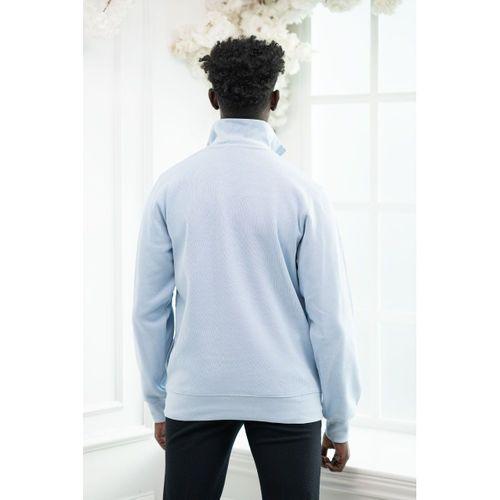 Regular Fit Fermuarlı Dik Yaka Pamuklu Selanik Kumaş Yan Cepli Kazak