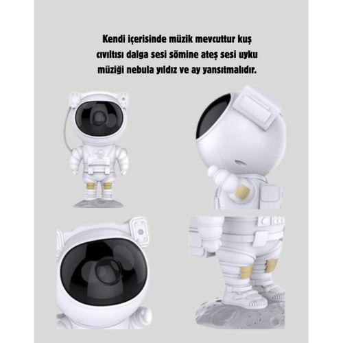 Bluetooth Müzikli Astronot Projeksiyon Lambası Yıldız Ve Ay Efektli