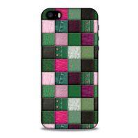 Apple Iphone 5 Kılıf Patchwork (34) Slim Armor Kılıf Yeşil Fuşya
