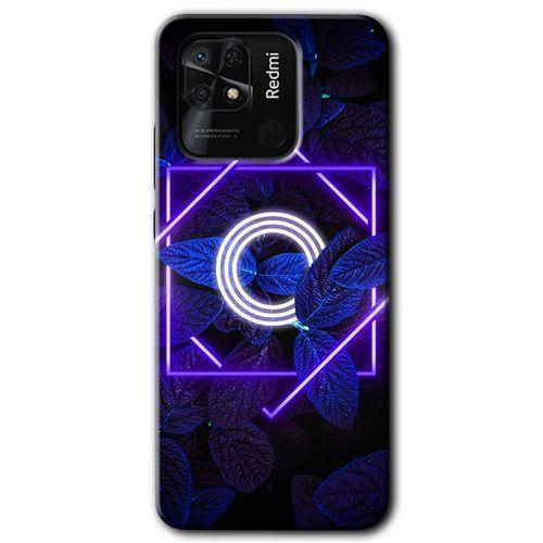 Xiaomi Redmi 10C HD Baskılı Kılıf + 9D Tam Ekran Koruyucu - Dark Neon Yaprak O Harfi