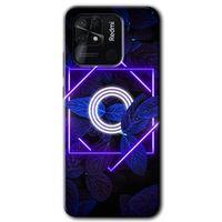 Xiaomi Redmi 10C HD Baskılı Kılıf + 9D Tam Ekran Koruyucu - Dark Neon Yaprak O Harfi