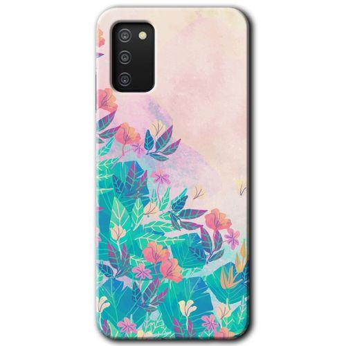 MRCİLETİSİM Samsung Galaxy A02s Kılıf Baskılı Kapak - Çizim Yapraklar +Tam Kaplayan Mat Seramik