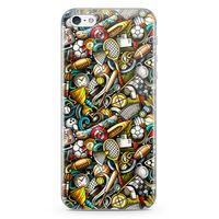 Apple iPhone 5 Kılıf Basket Futbol Doodle Arka Kapak Koruma Desenli Full Koruyucu