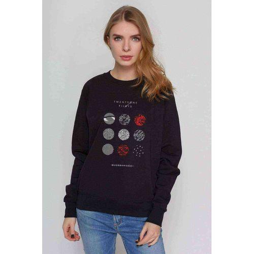 Twenty One Pilots Blurryface Baskılı Siyah Kadın Sweatshirt