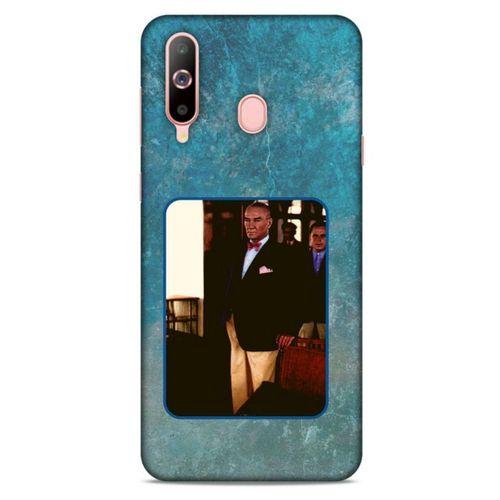 Samsung Galaxy A60 Kılıf Atatürk (30) Silicone Case Turkuaz Taş
