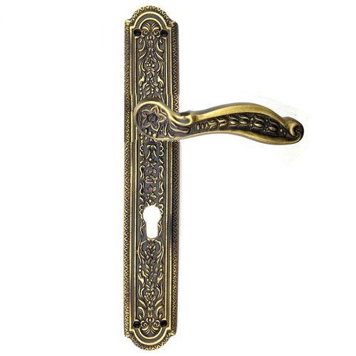 Antika Tarz Dekoratif Pirinç Ulu Model Desenli Oda Kapı Kolu - 354x57 Mm, Antik