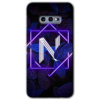 MRCİLETİSİM Samsung Galaxy S10e Kılıf Baskılı Kapak - Dark Neon Yaprak N Harfi + 5D Tam Kaplayan Cam