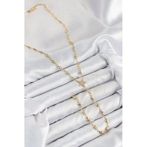 Pirinç Zirkon Taşlı Yıldız Model Gold Renk Y Kolye