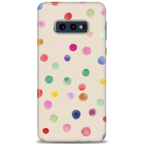 Samsung Galaxy S10E Kılıf HD Baskılı Kılıf - Renkli Puantiye + Tam Ekran Koruyucu