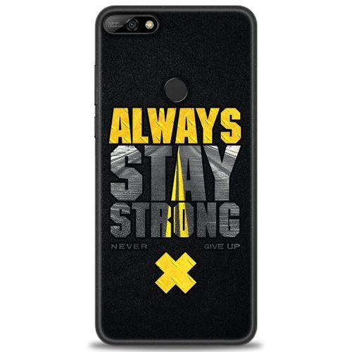 Huawei Y7 2018 Kılıf HD Baskılı Kılıf - Stay Strong + Tam Ekran Koruyucu
