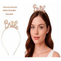 Rose Gold Renkli Taşlı “bride” Gelin Tacı