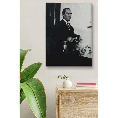 Atatürk Portre Tablosu Mustafa Kemal Atatürk Dikdörtgen Dekoratif Kanvas Tablo