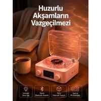 Vintage Tarz Bluetooth Hoparlör – Gece Işığı Ve Zaman Göstergeli Yeni Nesil