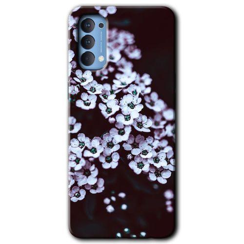 Potkal Hediye Fabrikası Oppo Reno 4 Kılıf HD Desen Baskılı Arka Kapak - Beyaz Çiçek