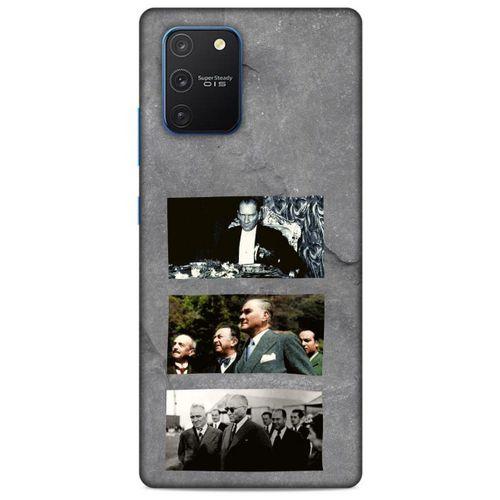 Samsung Galaxy S10 Lite Kılıf Atatürk (12) Koruyucu Silikon Gri
