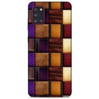 Samsung Galaxy A31 Kılıf Patchwork (13) Silikon Kap Mor Turuncu