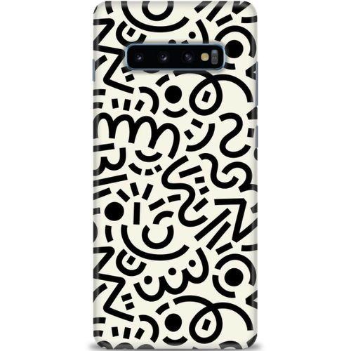 Samsung Galaxy S10 Plus Kılıf HD Baskılı Kılıf - Siyah Beyaz + Tam Ekran Koruyucu