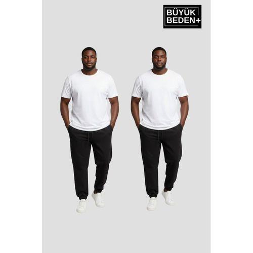 Erkek Büyük Beden İkili Jogger Paça Lastikli İnce Eşofman Altı Seti SPR26BEA951+2