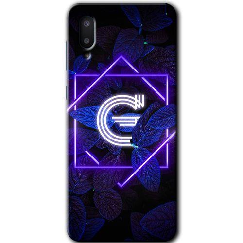 Galaxy A02 Kılıf HD Desen Baskılı Arka Kapak - Dark Neon Yaprak G Harfi + Kırılmaz Cam