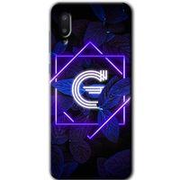 Galaxy A02 Kılıf HD Desen Baskılı Arka Kapak - Dark Neon Yaprak G Harfi + Kırılmaz Cam