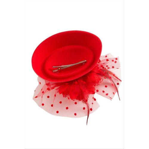 Çiçek Tüylü Dantelli Şapka Toka