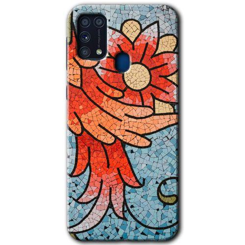 Samsung Galaxy M31 HD Baskılı Kılıf + 9D Tam Ekran Koruyucu - Mozaik Çiçek