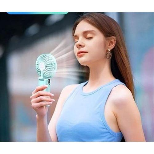 Mini Fan,Telefon Tutucu,Portatif El Vantilatörü Mavi  9,3X19Cm Usb Şarjlı El Fanı