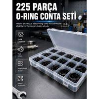 225 Parça O-ring Conta Seti 18 Farklı Ölçü Kauçuk Sızdırmazlık Conta Organizer Kutulu