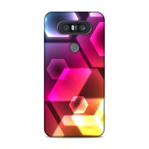 LG Q60 Kılıf Geometrik Renkler Arka Kapak Silikon Koruma Full Koruyucu