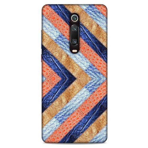 Xiaomi Mi 9T Pro Kılıf Patchwork (3) Kapak Lacivert Turuncu