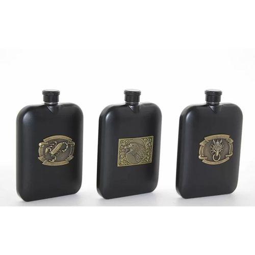 Paslanmaz Çelik Kabartmalı Tekli 6 Oz Matara Alk2666