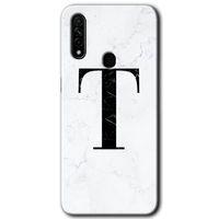 OPPO Oppo A31 Kılıf HD Desen Baskılı Arka Kapak - Beyaz Mermer Desenli T Harfi