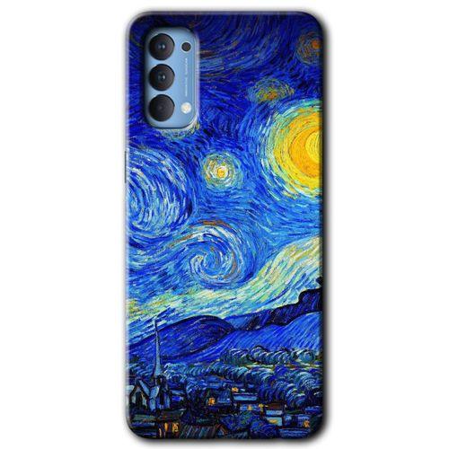 OPPO Oppo Reno 4 Kılıf HD Desen Baskılı Arka Kapak - Starry Night