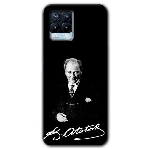 Realme 8 Pro Kılıf HD Desen Baskılı Arka Kapak + Temperli Cam - Atatürk İmza