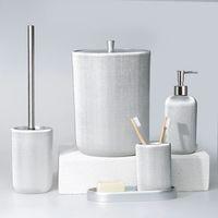 By Selim Lydia Gümüş 5 Parça Polyester Banyo Seti