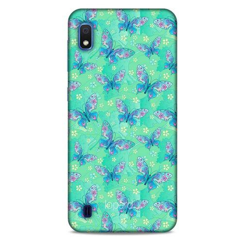 Samsung Galaxy A10 Kılıf Kelebek Etkisi (10) Full Koruma Kılıfı Fuşya Yeşil