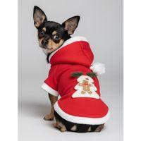 Yılbaşı Ağacı Kırmızı Polar Köpek Kıyafeti | Kapüşonlu Noel Köpek Sweatshirt | Küçük Irklar İçin