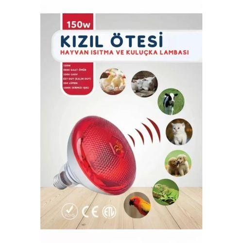150w Kızılötesi (infrared) Isıtıcılı Hayvan Isıtma Ve Kuluçka Lambası (kırmızı Işık) E27 (kalın Duy)