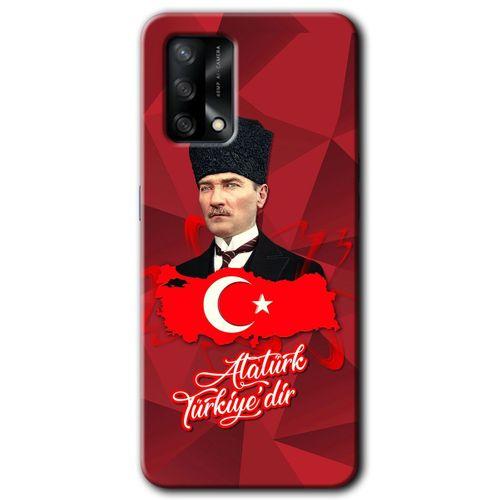 Oppo A74 Kılıf HD Desen Baskılı Arka Kapak + Temperli Cam - Atatürkiye