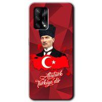 Oppo A74 Kılıf HD Desen Baskılı Arka Kapak + Temperli Cam - Atatürkiye