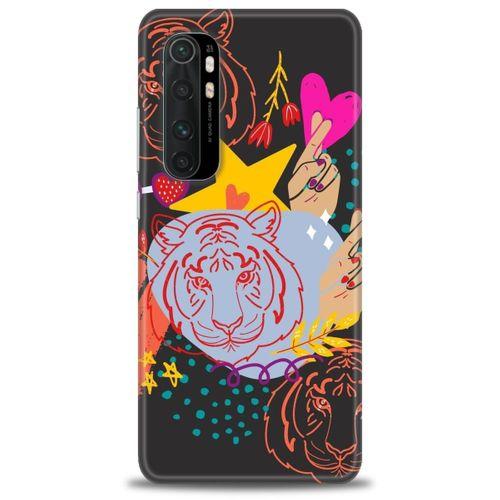 Xiaomi Mi Note 10 Lite Kılıf HD Baskılı Kılıf - Kaplan + Tam Ekran Koruyucu