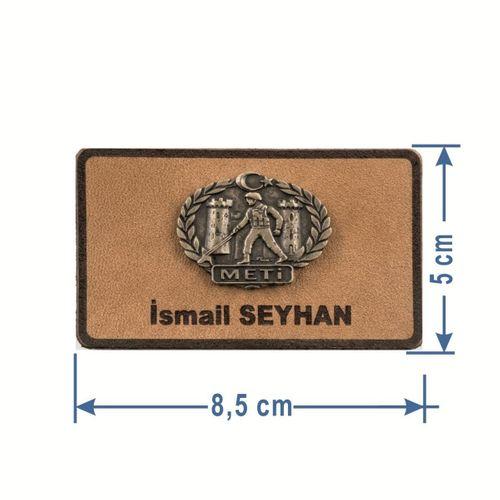 METİ Deri İsimlik - Metal Rozetli - Arkası Cırtlı