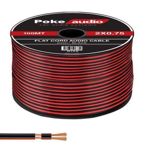 2X0.75 Hoparlör Kablosu Kordon Makaralı Siyah 100mt Poke PK-1416