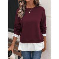 Kadın Uzun Kollu Bisiklet Yaka Viskon Iki Iplik Ve Etek Ucu Trikoton Bluz